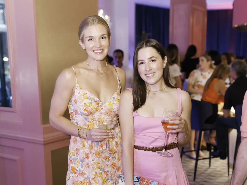 Maggie Crymes, Katherine Garcia at the American Cancer Society 'Men Wear Pink' event at PostScript (Photo by Quy Tran)