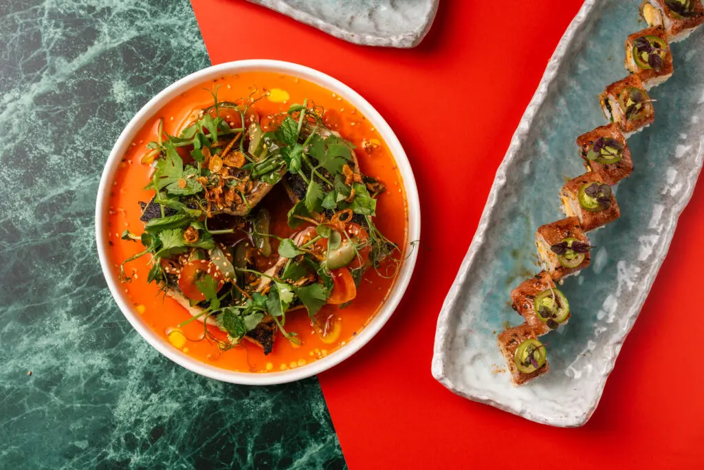 The menu ranges from grilled or fried branzino to signature sushi rolls. (Photo by Brian Kennedy)