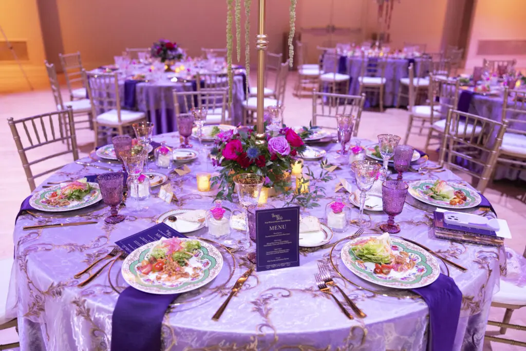 Texas Ballet Theater Fort Worth's French-themed dinner tablescape.