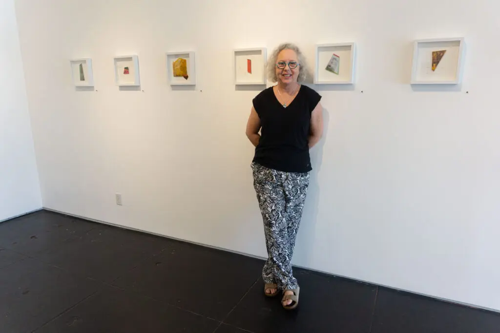 Luisa Duarte in her exhibit "Where the Lines Meet" (Photo by Sofia Westerman) 