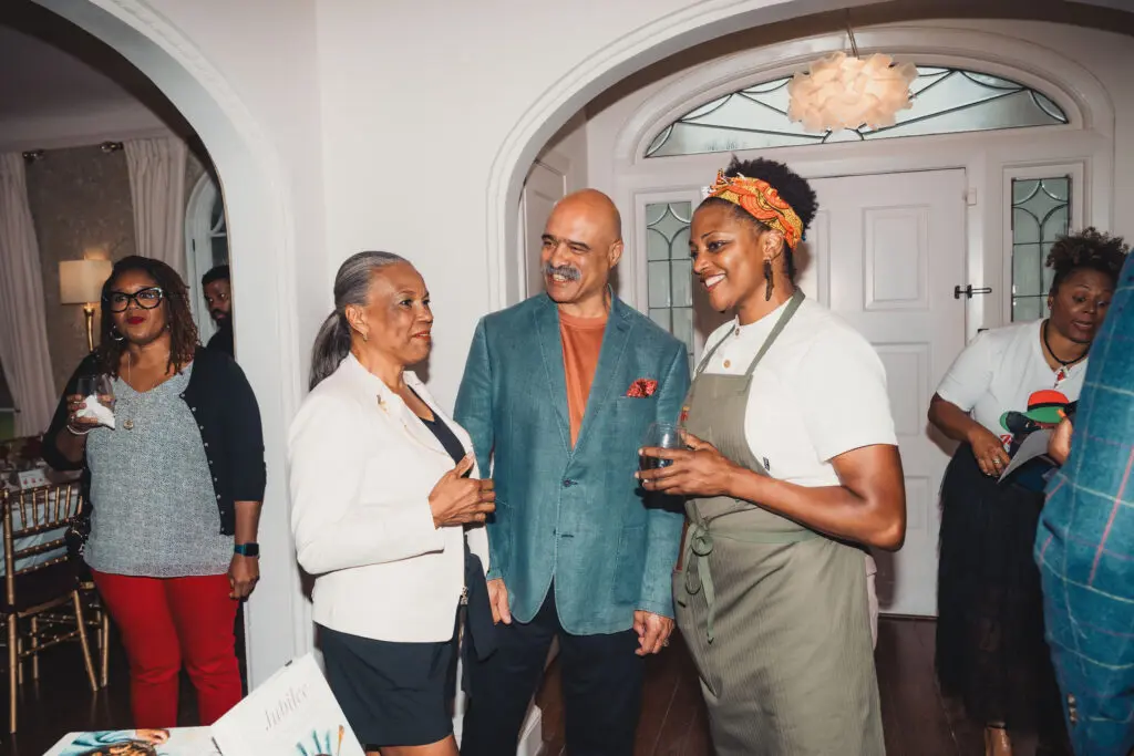 Toni Tipton-Martin, Bruce Martin, Chef Dawn Burrell at the Juneteenth Jubilee dinner.