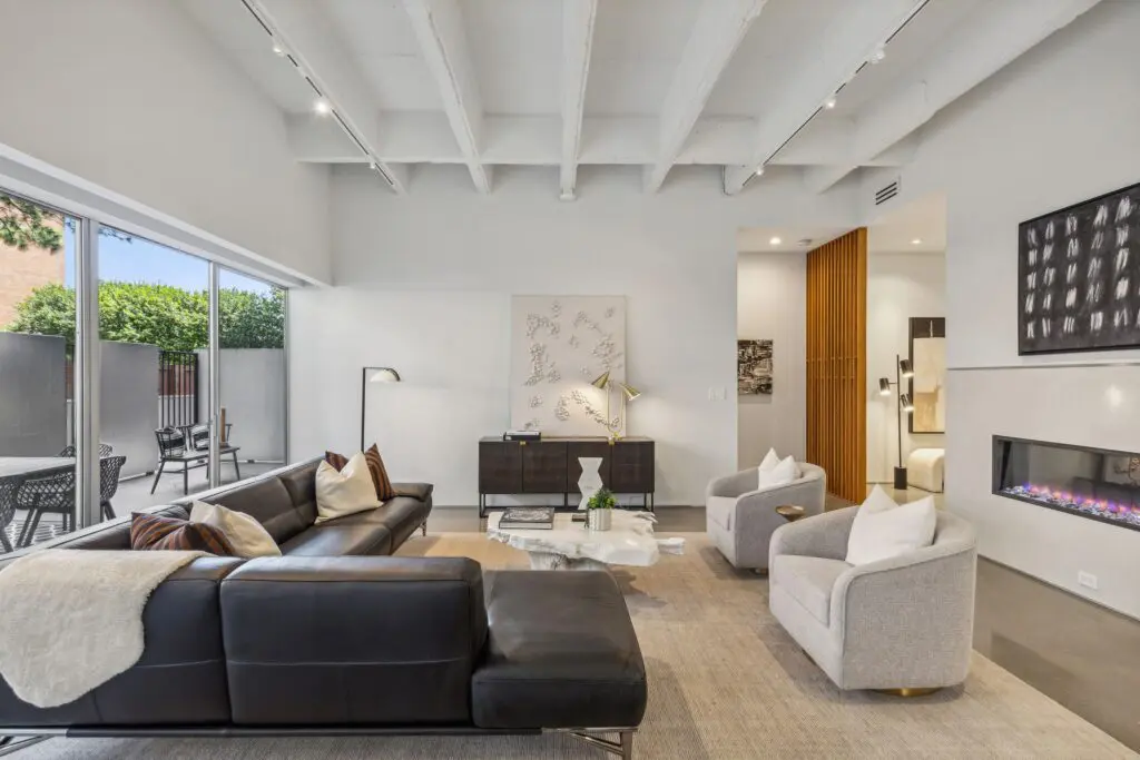 Another view of the open concept living area, which opens up to a private 600-square-foot terrace. 