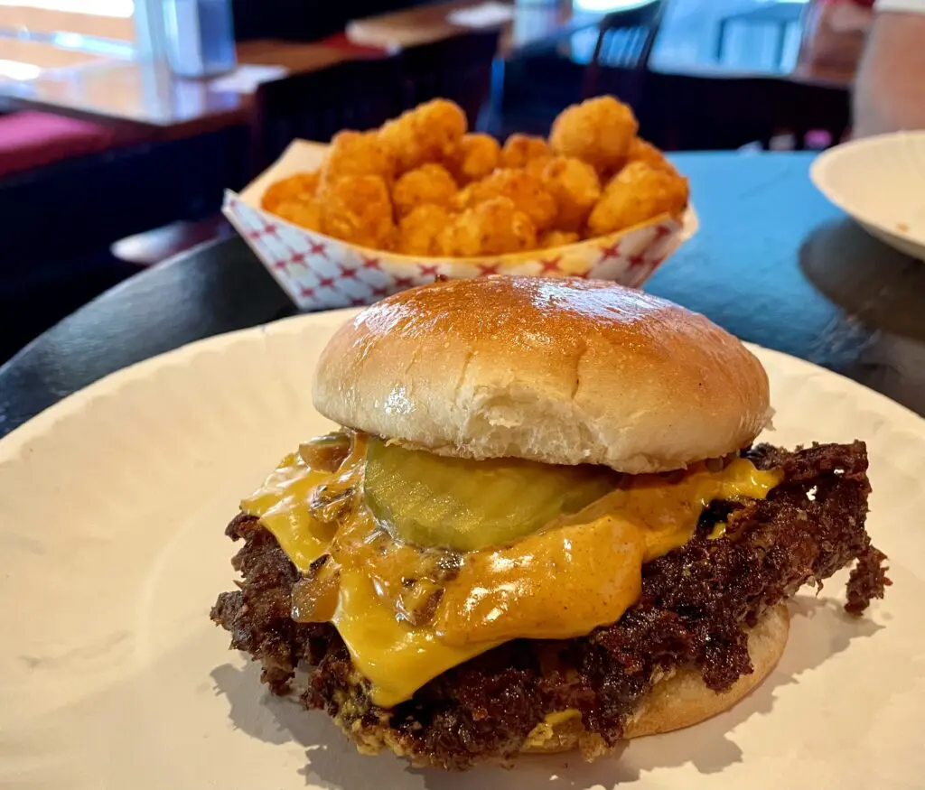 The classic GUSTO Burger with its tell-tale crispy edges. (Photo by Courtney Dabney)