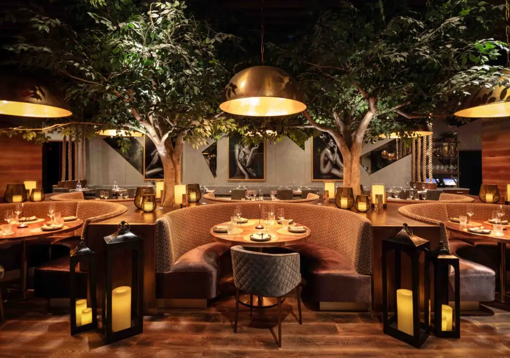 Designed inside and out by the company’s in-house design firm, Monochrome, it appears the directive was to aim for bold and dramatic interiors. Photo by Connie Anderson.