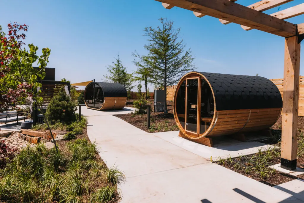 One of the Finnish saunas found throughout WorldSprings' sprawling property. (Photo by Chase Hall)