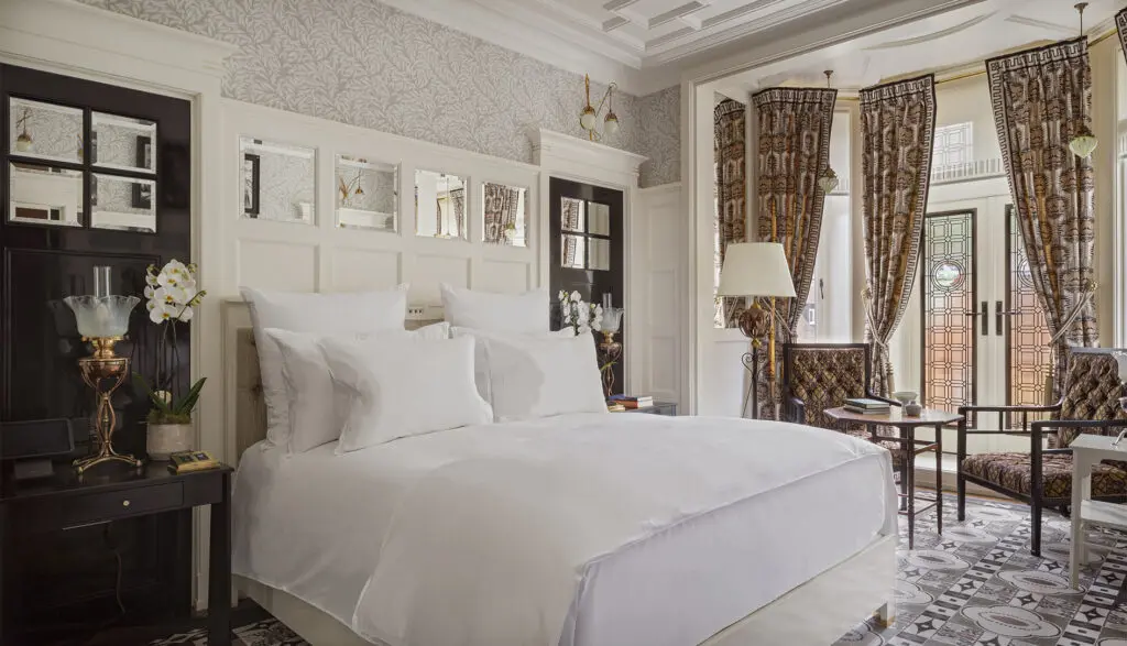 The 30 guest rooms and suites are appointed with antiques in the At Sloane hotel in London.