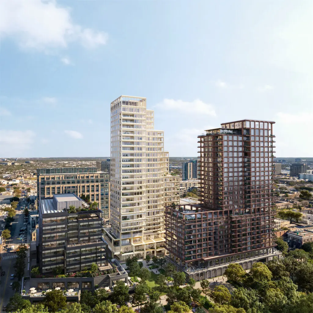 A rendering of the new Knox development buildings (courtesy of Woods Bagot)