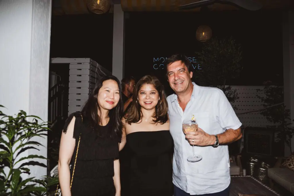 Amanda Kuhl, Marcy DeLuna and Stuart Rosenberg at the opening party for Sophie Cocktail & Terrace Bar