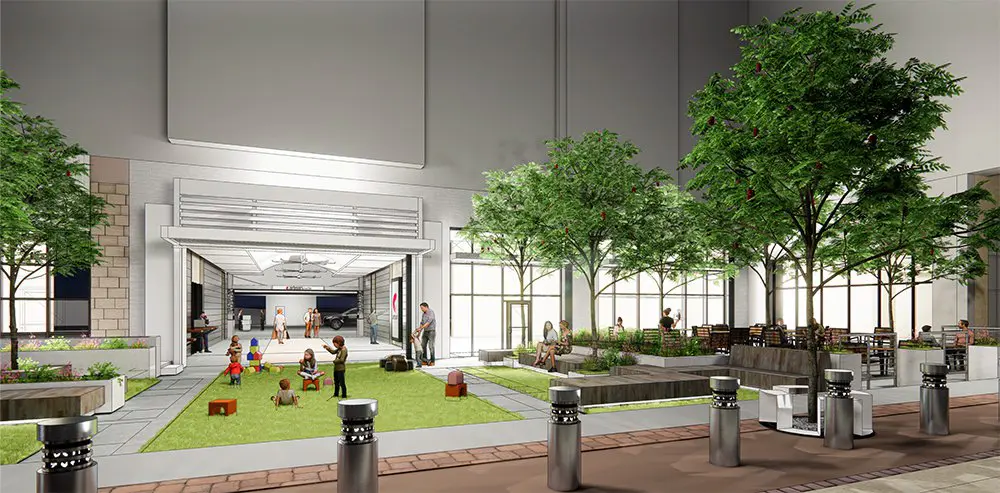 An Artisan Circle rendering of courtyard improvements — which is planned to be completed by Labor Day.
