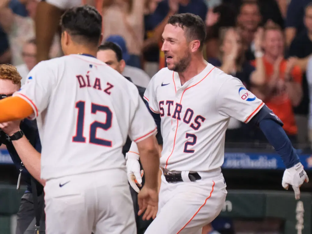 Third baseman Alex Bregman and catcher Yainer Diaz help keep this Astros pitching staff together. (Photo by F. Carter Smith)
