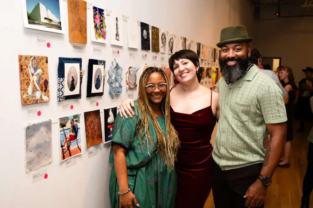 Chair Seba Suber, Angela Guerra Walley and chair Anthony Suber make the scene at DiverseWorks' Luck of the Draw: Ecosystem. (Photo by Tasha Gorel, Natasha Nivan)