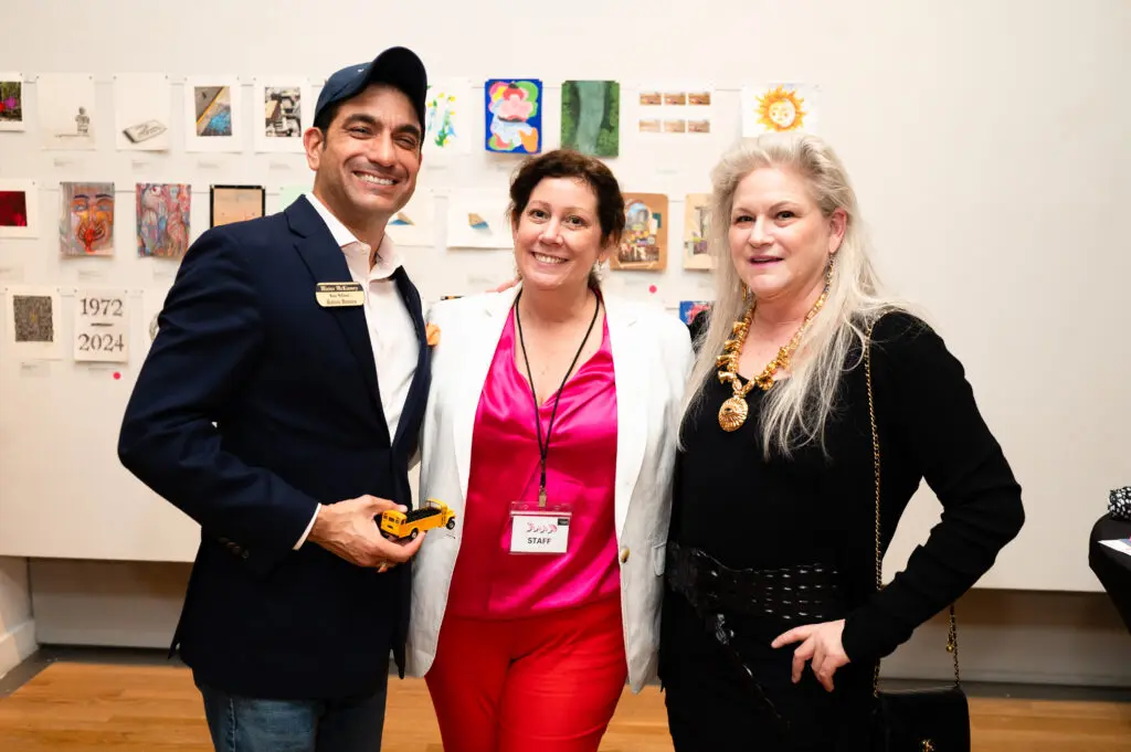 Emcee Mister McKinney, Xandra Eden, Heidi Vaughan at DiverseWorks Luck of the Draw: Ecosystem. (Photo by Tasha Gorel, Natasha Nivan)