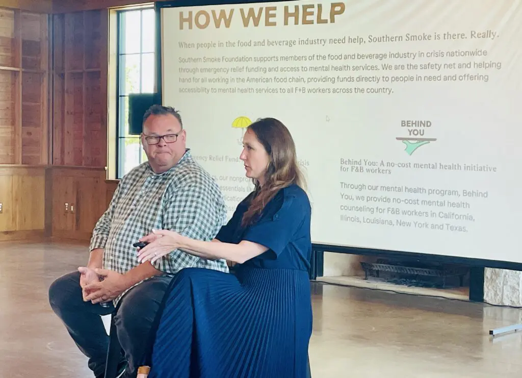 Chris Shepherd and Lindsey Brown unveil the new partnership and describe the foundation's progression and current capabilities. (Photo by Courtney Dabney)
