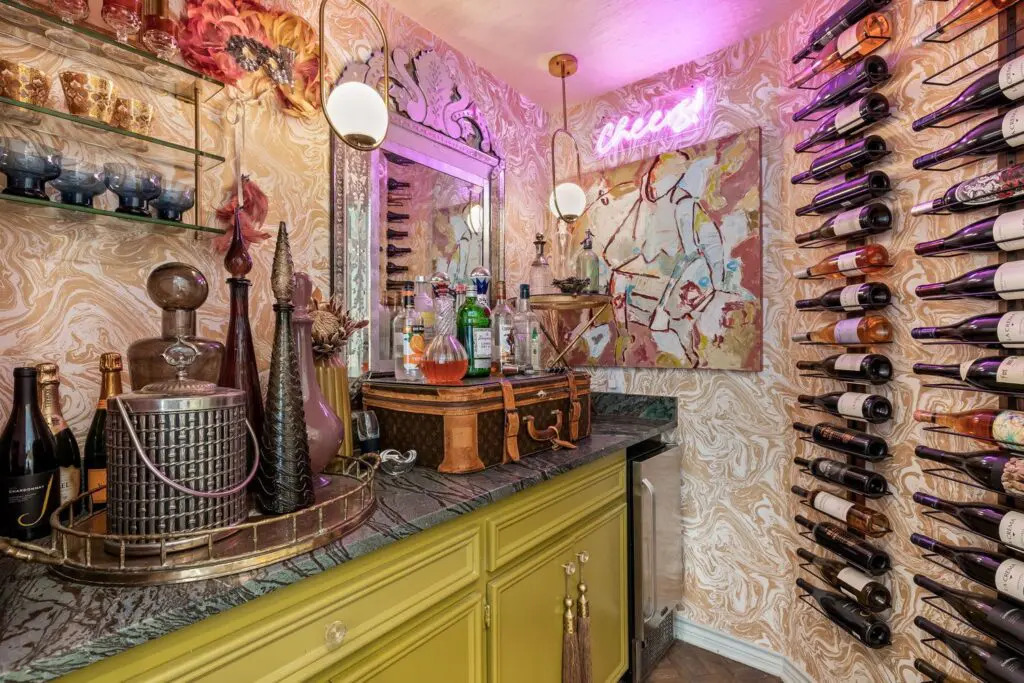 The wine bar got a groovy makeover from the Flea Style founder. 