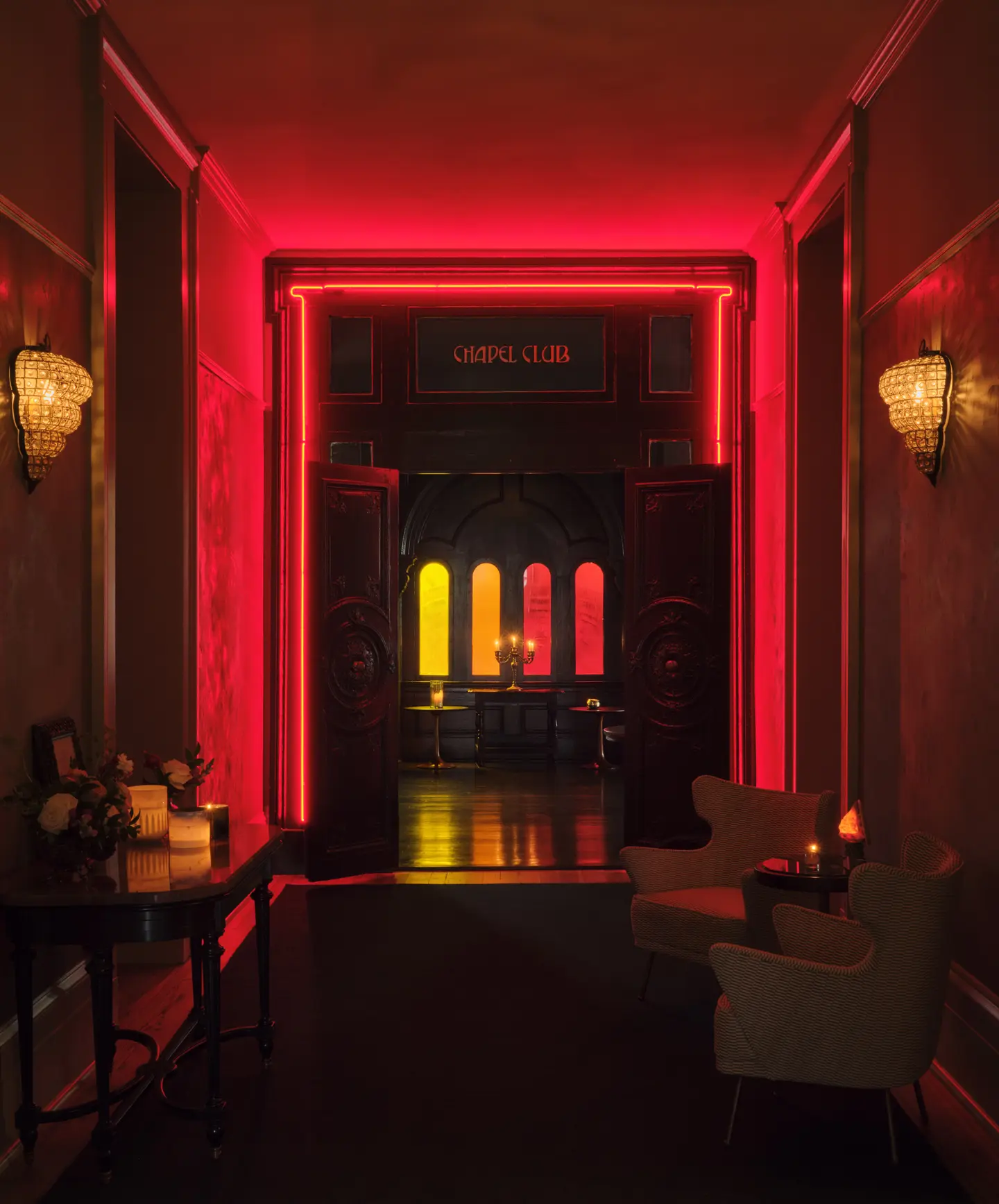 Doors to Chapel Club, a bar/lounge at Hotel Saint Vincent (Courtesy Hotel Saint Vincent)
