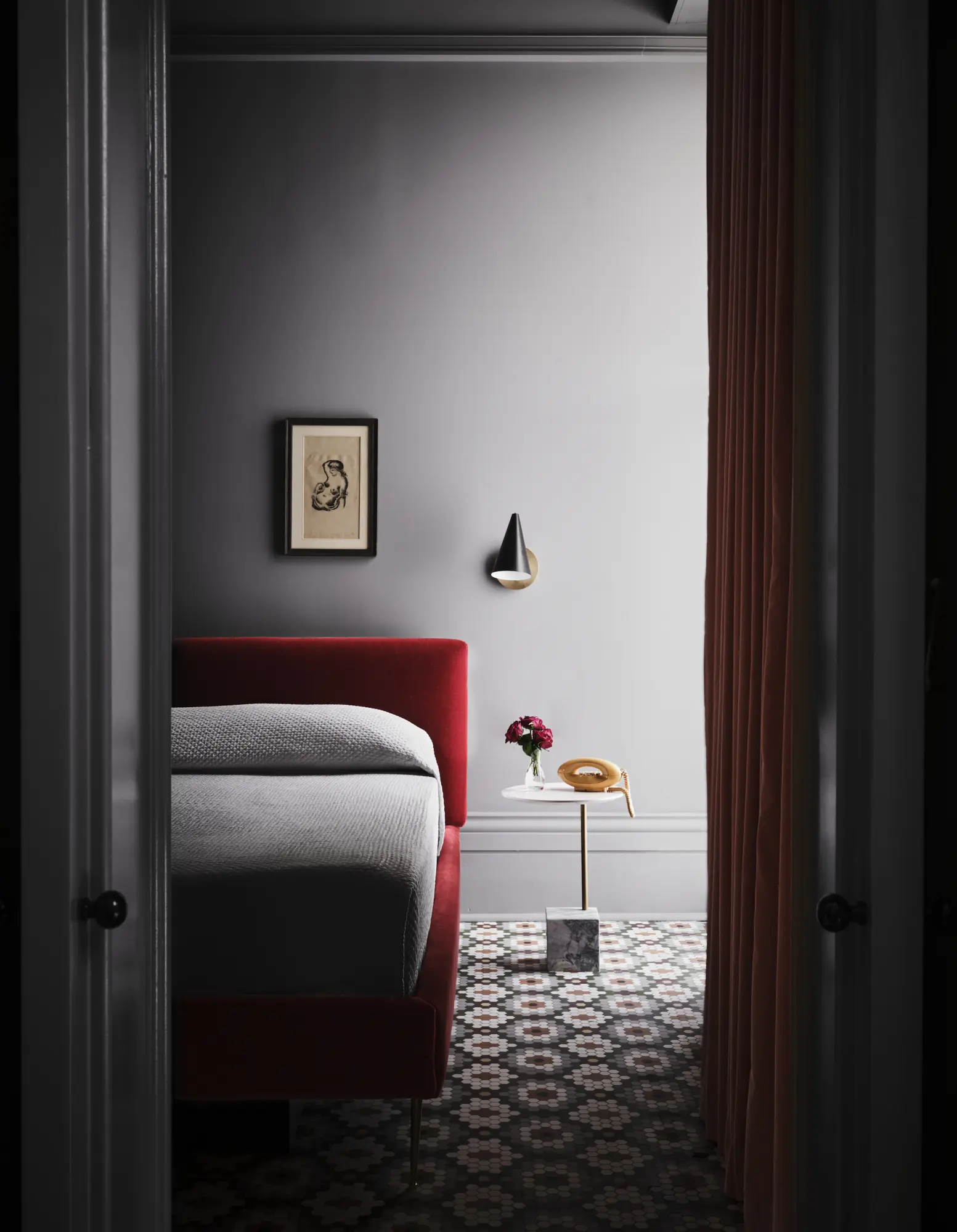 Crescent King room with mosaic-tile floor (Courtesy Hotel Saint Vincent)