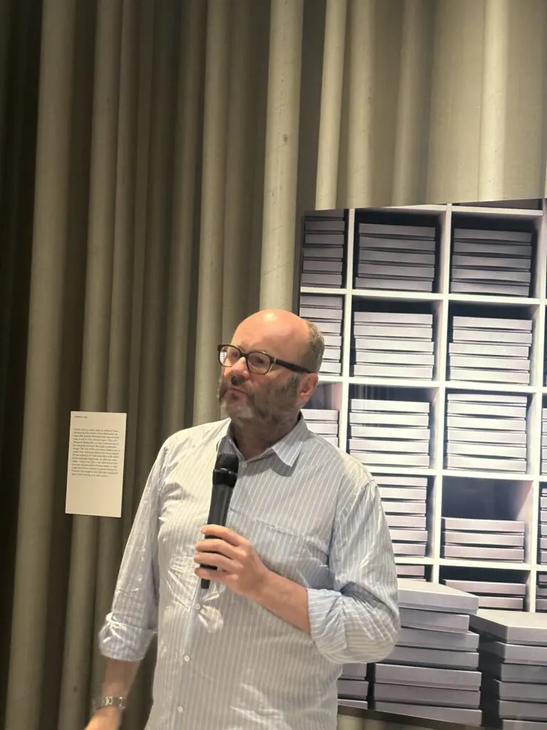Artist Thomas Demand discusses work featured in his "The Stutter of History" exhibition at the Museum of Fine Arts, Houston. (Photo by Ericka Schiche)