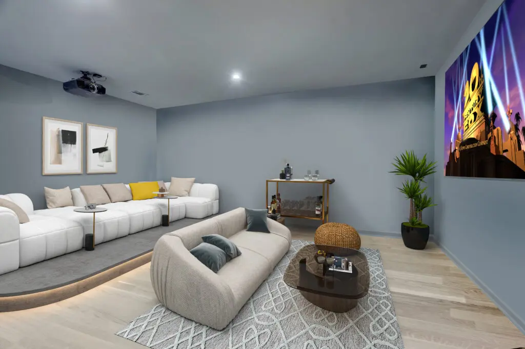 The media room at 6650 Whitehill in Richmond, Texas, is a great place for viewing the Olympics. (Photo by HDR Photography for Compass)