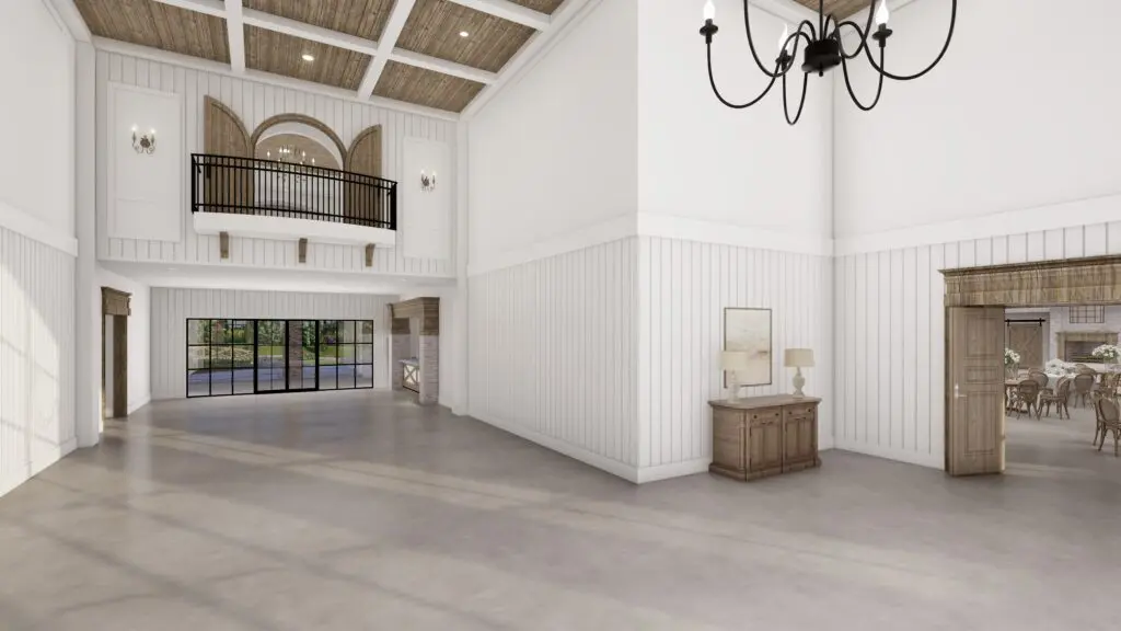 The Juliet balcony at The Blue Magnolia overlooks a cocktail area. (Rendering courtesy of The Blue Magnolia)