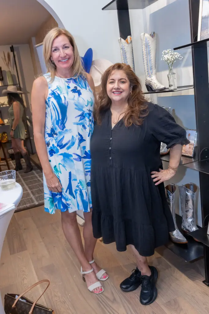 Laurette Veres, Sonia Soto at the Houston PetSet celebration at Miron Crosby.