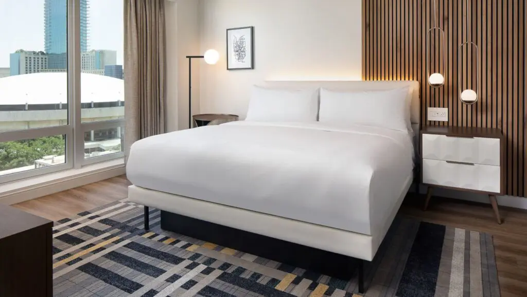 The executive suite with its city view of downtown Fort Worth.