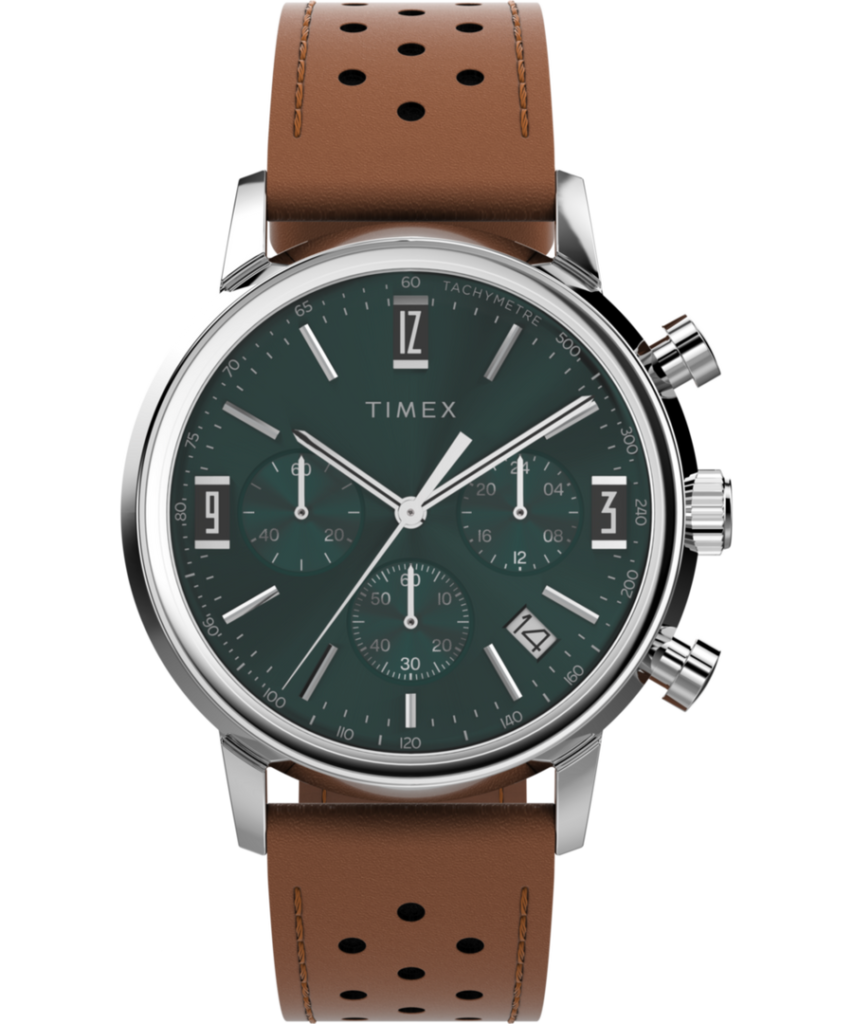 Timex Marlin® Chronograph Tachymeter 40mm Leather Strap Watch, available on their website. 