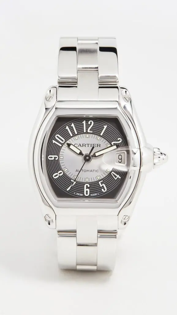 Cartier 36mm Roadster Large Stainless Steel Watch, available at Highland Park Village and River Oaks District. 