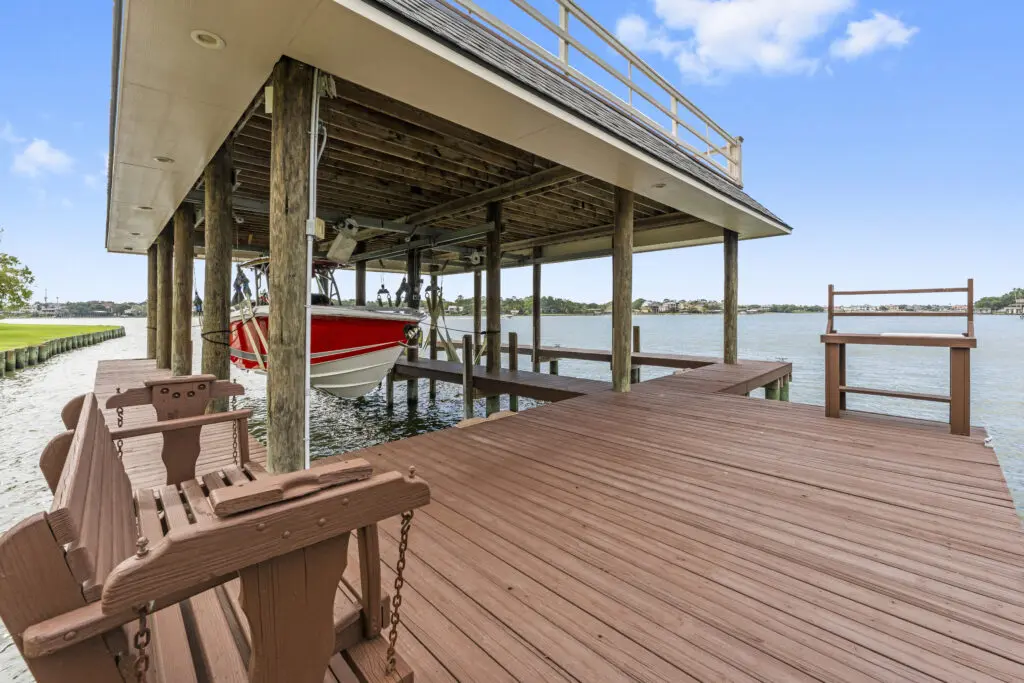 The private boat house at 401 Lakeshore Drive in El Lago, Texas.  (Photo by Iconic Images)