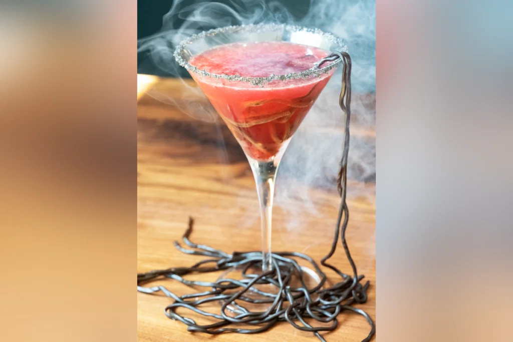 Sink your teeth into Back Table’s eerie Halloween cocktails—where a splash of pink meets a creepy twist that’s almost too delicious to be true.