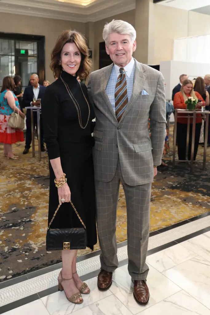 Phoebe Tudor, Dr. Steven Hamilton at the PaperCity Philanthropy in Fashion Best Dressed luncheon benefiting March of Dimes. (Photo by Priscilla Dickson)