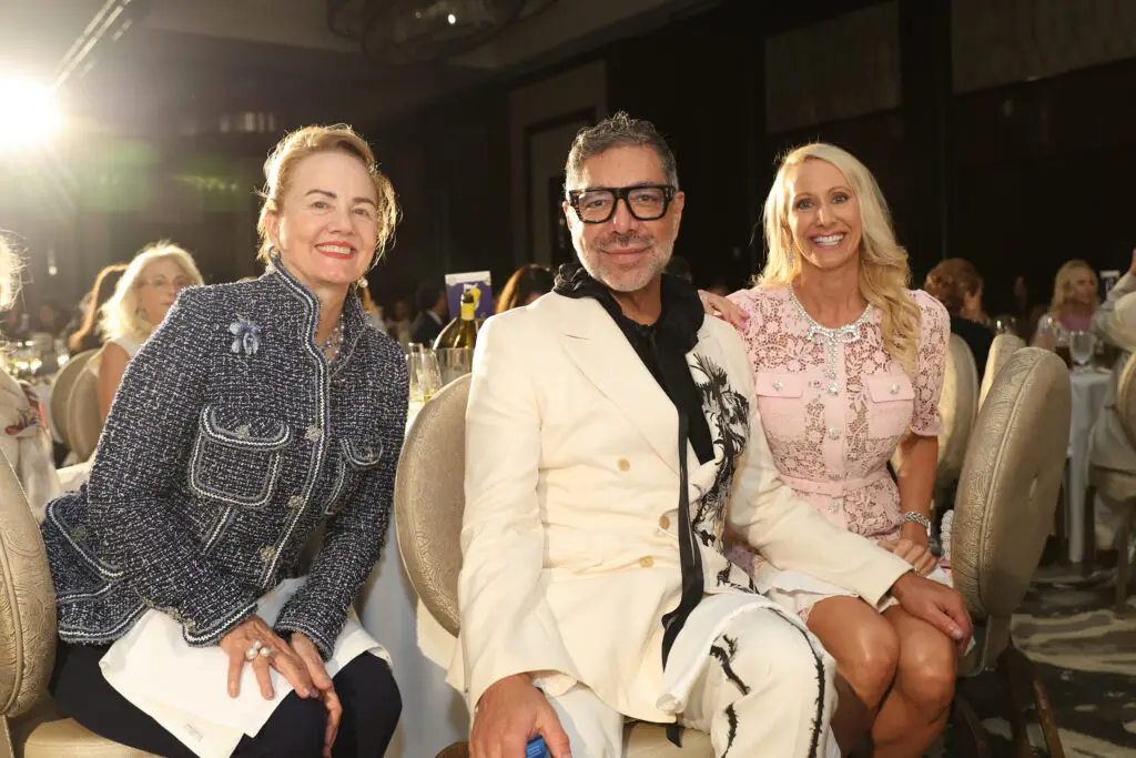 Cherie Lindley, Ceron, Laurie Khron at the PaperCity Philanthropy in Fashion Best Dressed luncheon benefiting March of Dimes. (Photo by Priscilla Dickson)
