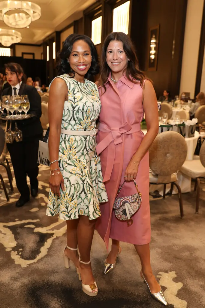 Roslyn Bazzelle Mitchell, Ally Shell-van Koolwijk at the PaperCity Philanthropy in Fashion Best Dressed luncheon benefiting March of Dimes. (Photo by Priscilla Dickson)