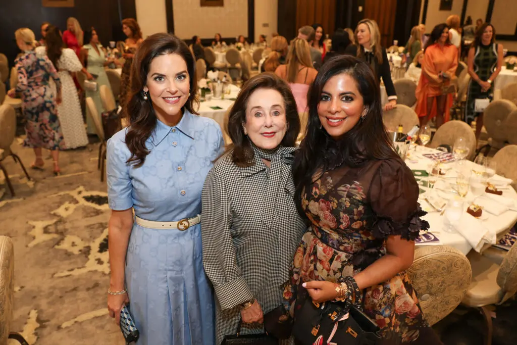 Ann Ayre, Betty Tutor, Elizabeth Abraham Colombowala at the PaperCity Philanthropy in Fashion Best Dressed luncheon benefiting March of Dimes. (Photo by Priscilla Dickson)