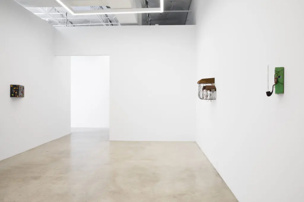 Installation view of "Building," featuring Greg Carideo, Milano Chow, and Will Rogan, at 12.26 Dallas (Photo by Diego Flores)