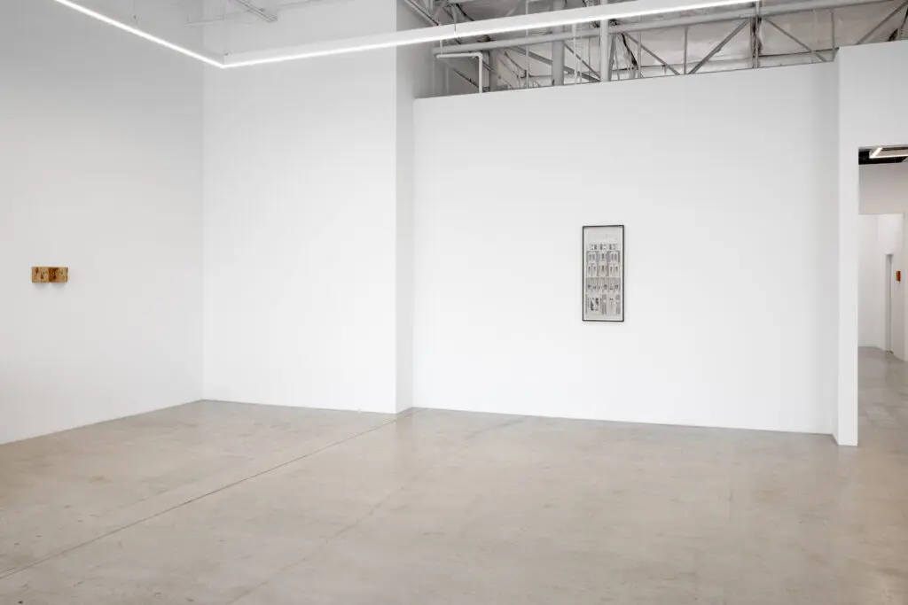 Installation view of "Building," featuring Greg Carideo, Milano Chow, and Will Rogan, at 12.26 Dallas (Photo by Diego Flores)