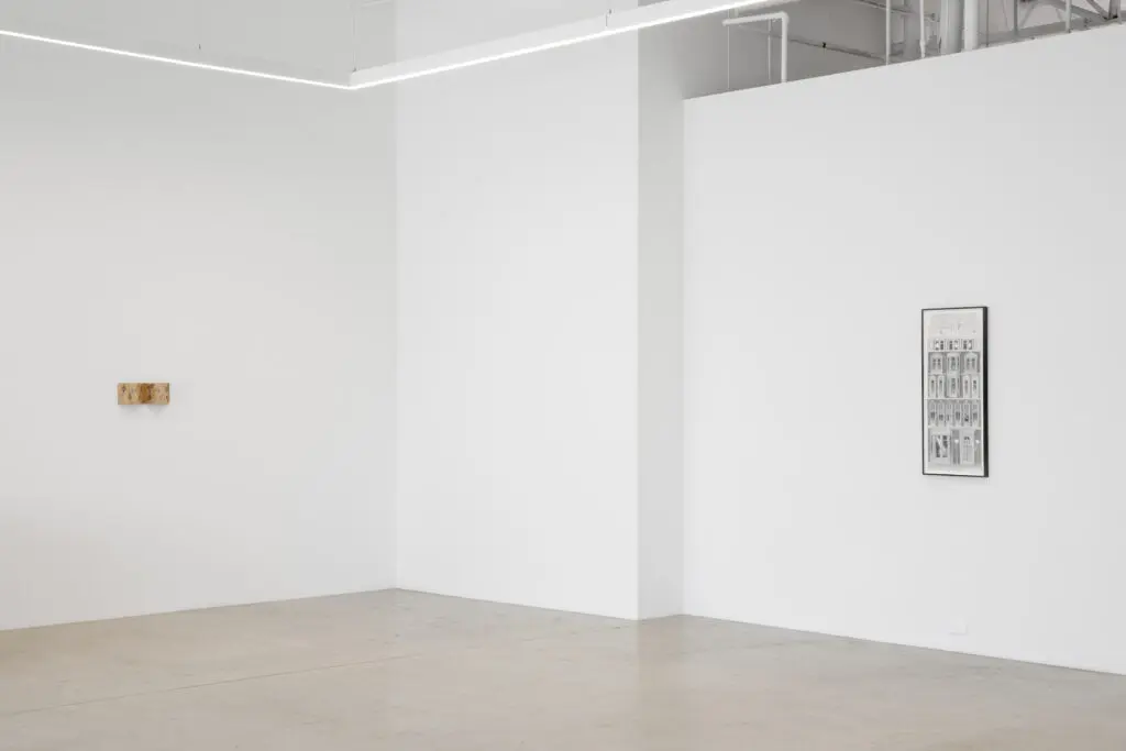 Installation view of "Building," featuring Greg Carideo, Milano Chow, and Will Rogan, at 12.26 Dallas (Photo by Diego Flores)