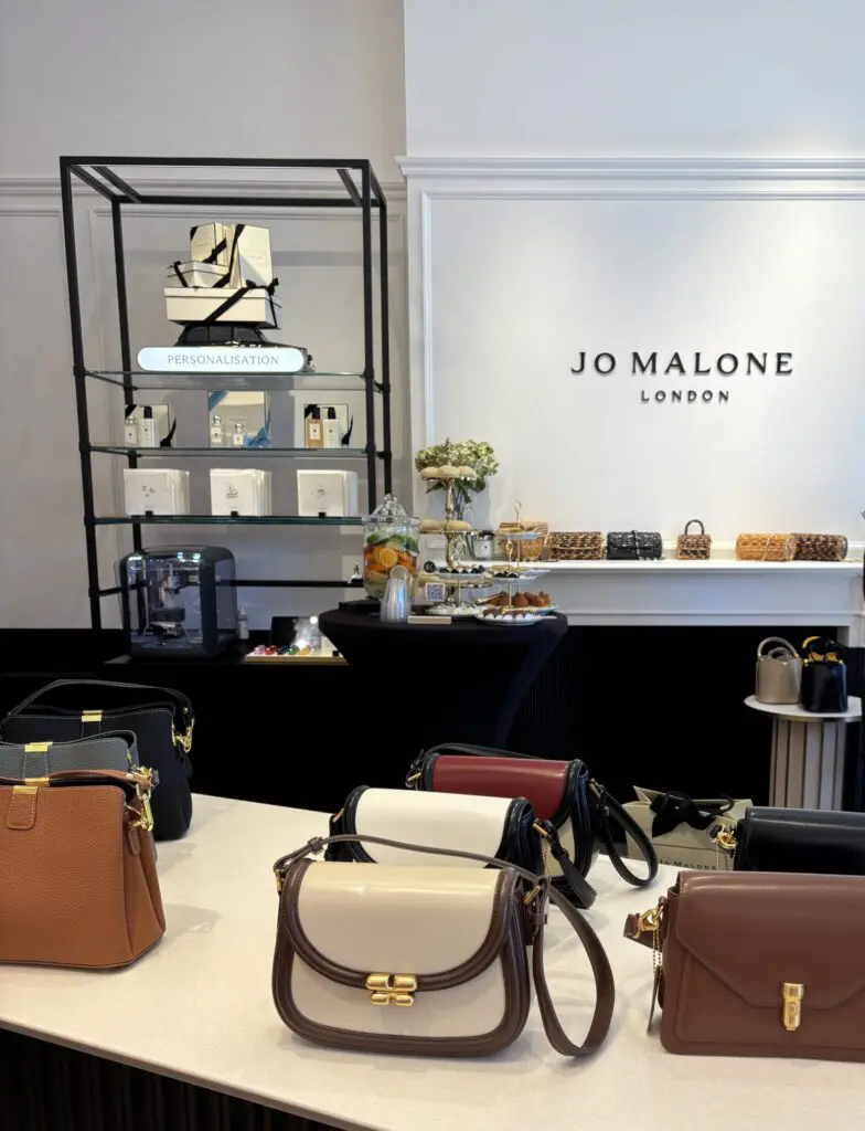 Nadia Schwab's collection featured stylish leather bags for fall, available for purchase at the Jo Malone London boutique in Market Street. (Photo by Laura Landsbaum)
