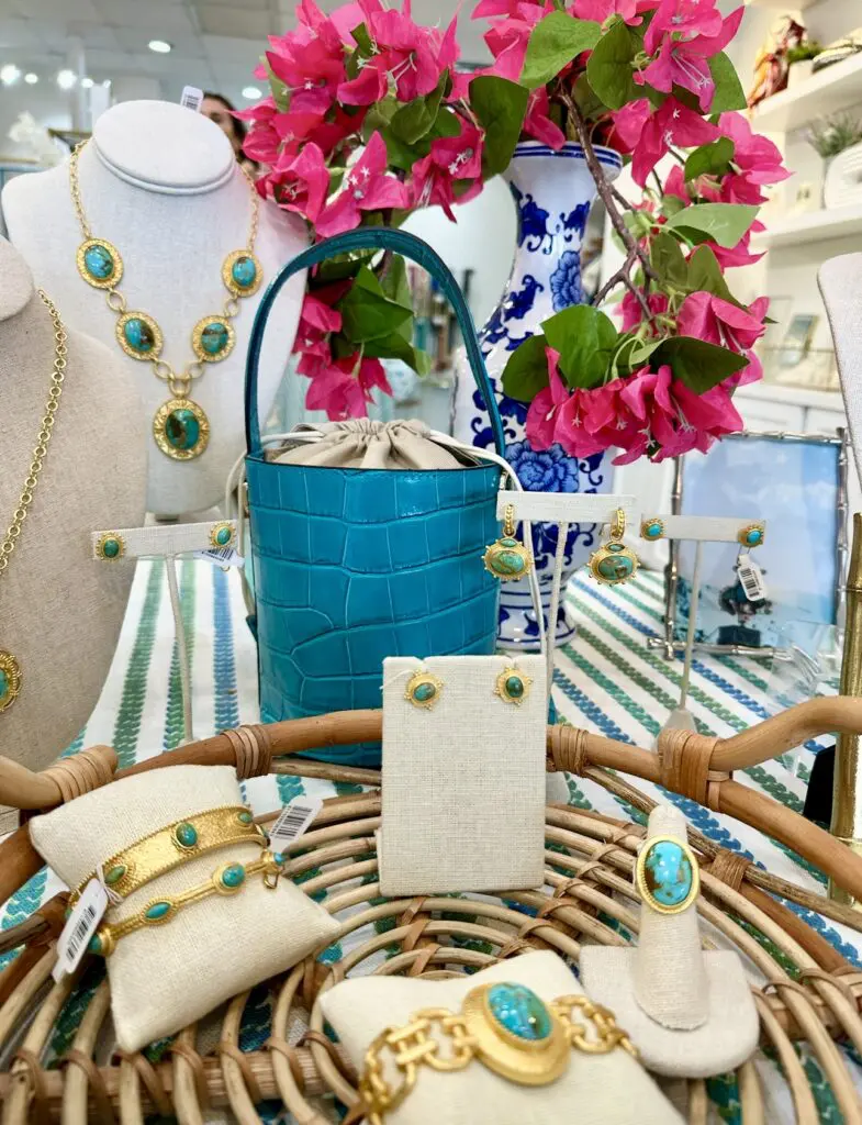 The Christina Greene x Colores Collective Turquoise Crocodile Bucket Bag to be officially introduced midday Monday at Christina Greene Jewelry. (Courtesy photo)