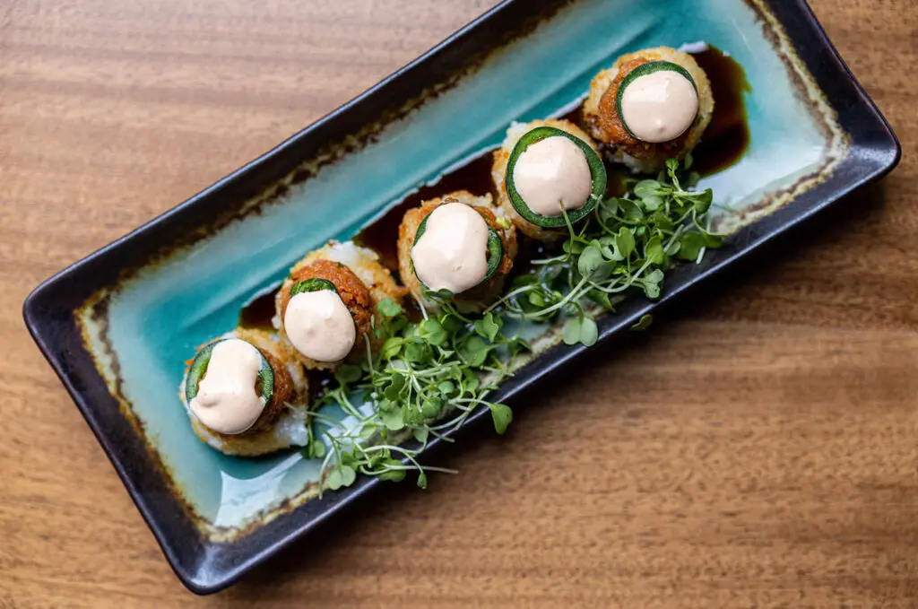 Start with the chili garlic edamame and crispy rice sushi at TEN Sushi. (Courtesy of Wales Communication)