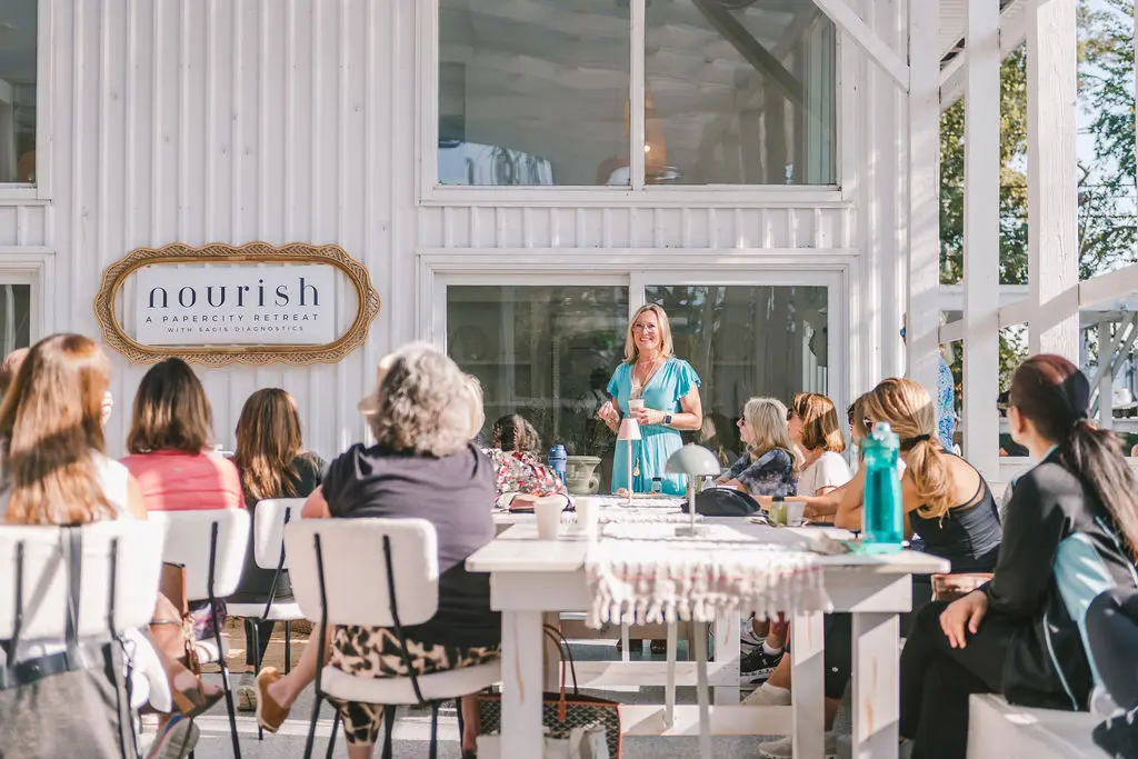 Dr. Christi Pramudji leads a discussion on intimate wellness at PaperCity's Nourish retreat. (Photo by Heather Robards)
