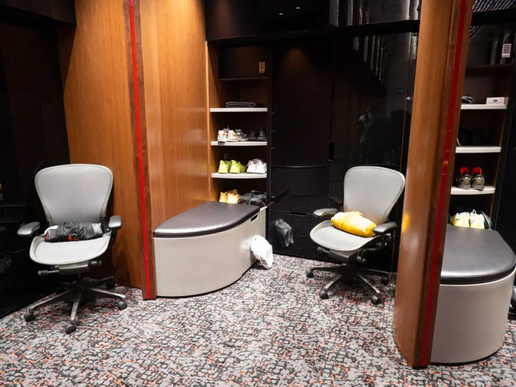 The Houston Rockets' plush new training center boasts next level locker rooms. (Photo by F. Carter Smith)