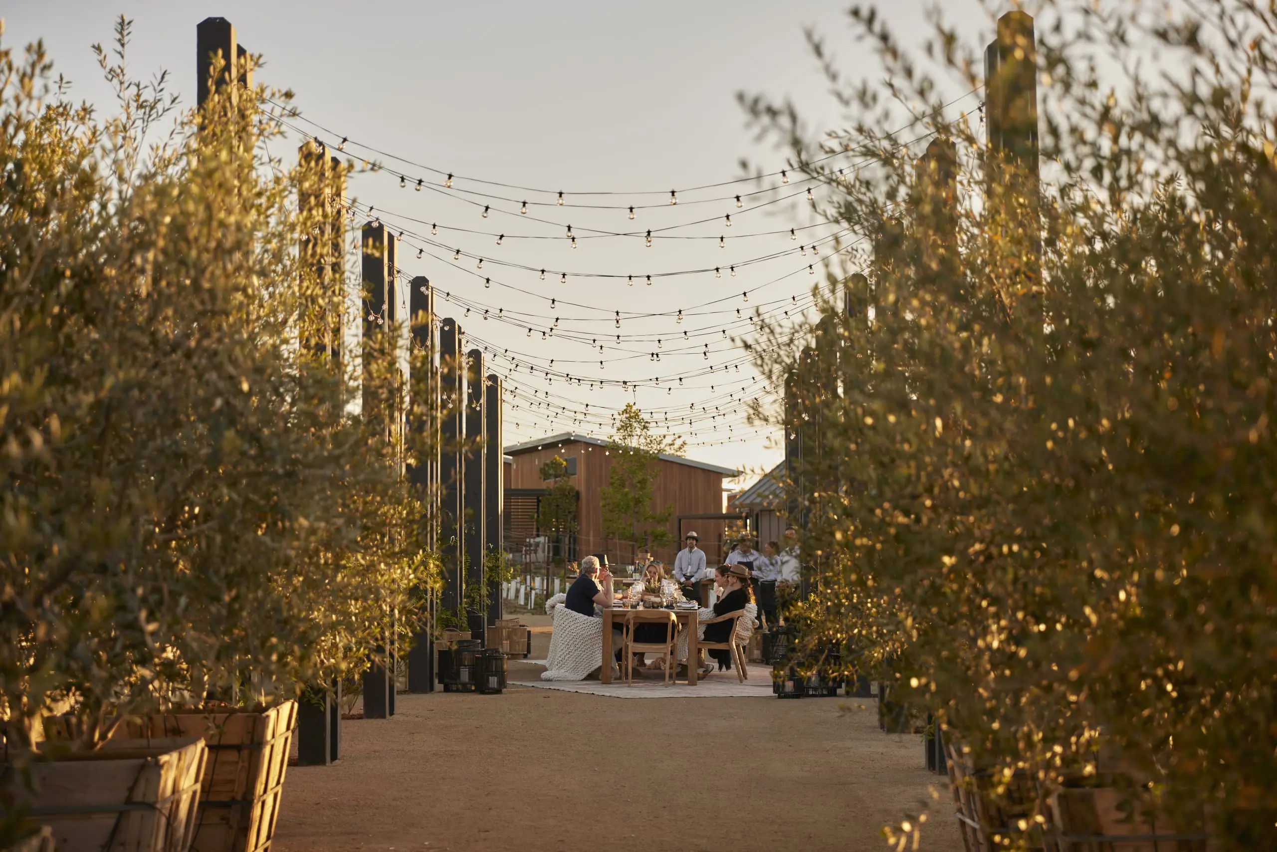 The Grange, an outdoor garden, is an idyllic venue for weddings and events amidst the wine country landscape. (Photo by Overland Partners)