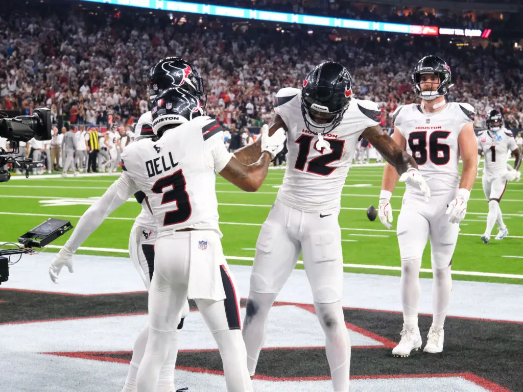 Nico Collins and Tank Dell both have the ability to take over games for the Houston Texans. And both bring plenty of swag. (Photo by F. Carter Smith)