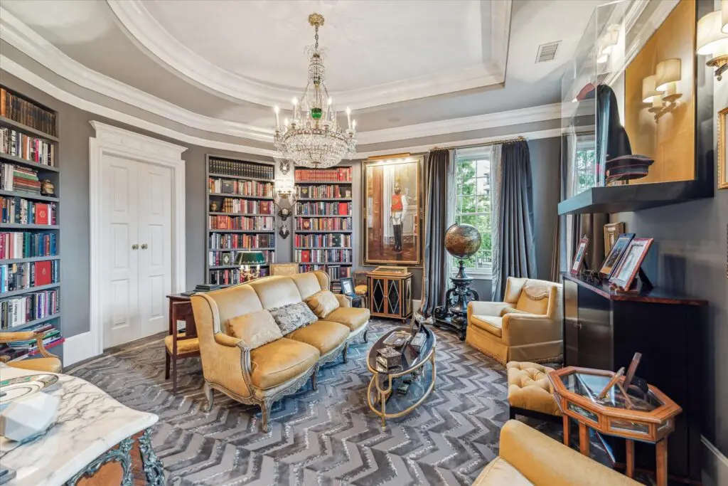 A luxurious library fit for a founding father that could be transformed into a secondary bedroom at 6024 Memorial Drive.