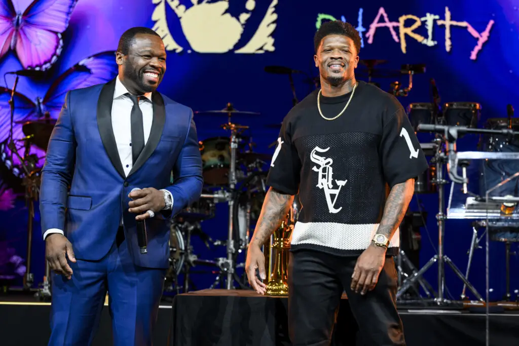 Curtis "50 Cent" Jackson, NFL Hall of Famer Andre Johnson surprise guests at the Houston Children’s Charity gala. (Photo by Michelle Watson, CatchlightGroup.com) 