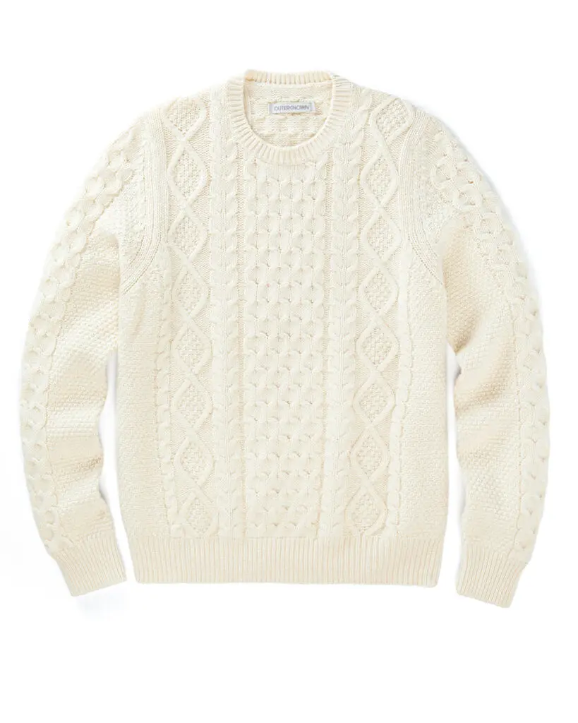 The Seafarer Sweater is crafted from organic cotton and recycled wool for a cozy, sustainable wardrobe staple. (Photo courtesy Outerknown)