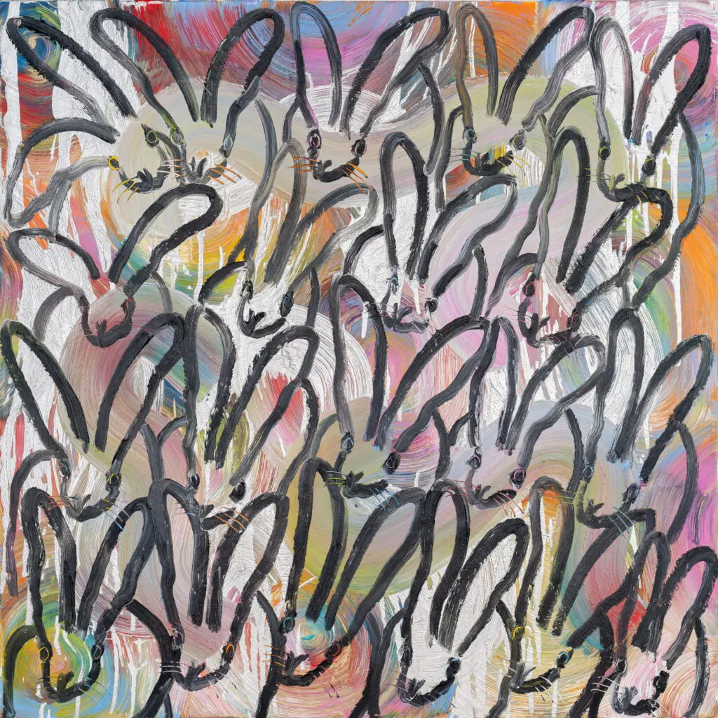 Hunt Slonem's "Totem Seattle Hutch," 2024, at Laura Rathe Fine Art, The Halles