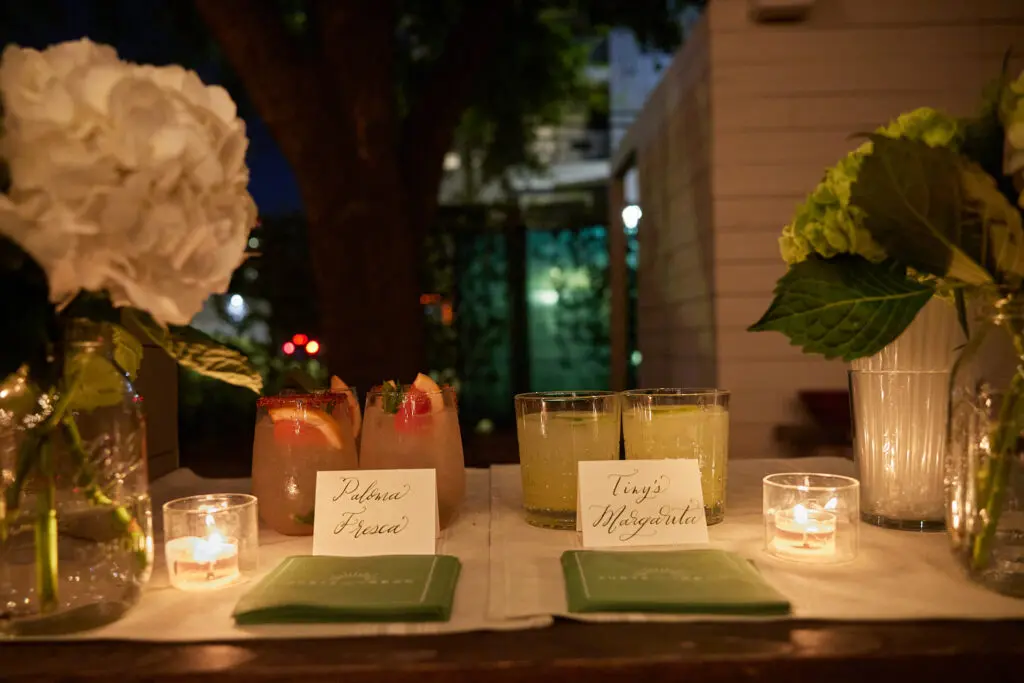 Speciality cocktails, with signs calligraphed by Nancy B. Creative. (Photo by Nneoma Aiiwe)