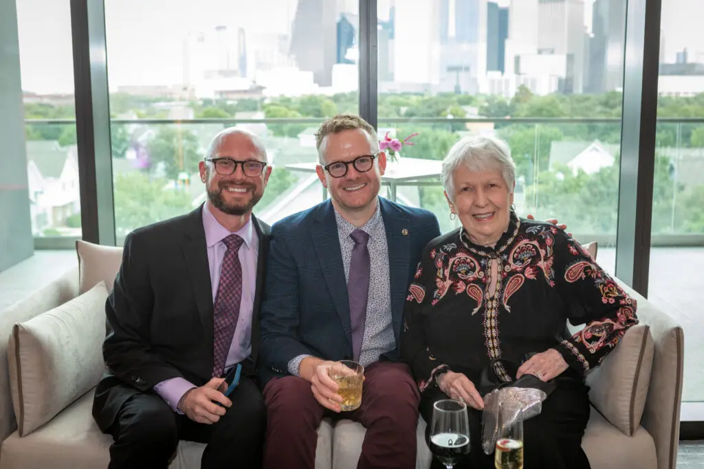 Bryan Marker, James Reno, Marlene Marker at Art League Houston's 76th Anniversary Gala, Bloom (Photo by Laura Burlton)