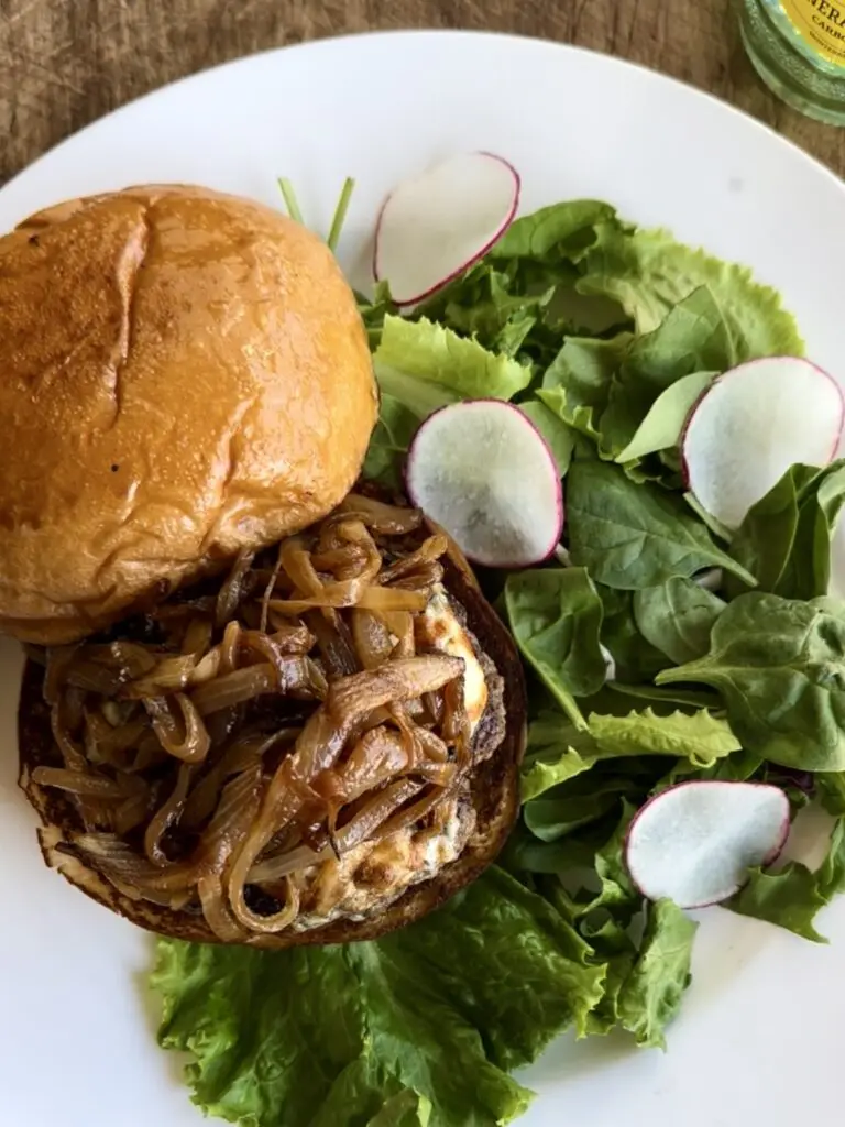 The Autumn Burger at James Provisions is topped with blue cheese and caramelized onion.